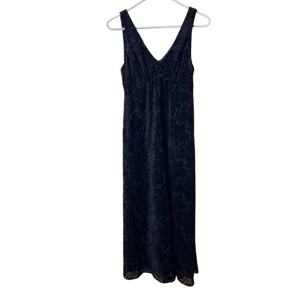 Vintage Y2K BCBG Black Floral Velvet Burnout Tank Maxi Dress Size 6 Whimsygoth - Picture 8 of 8